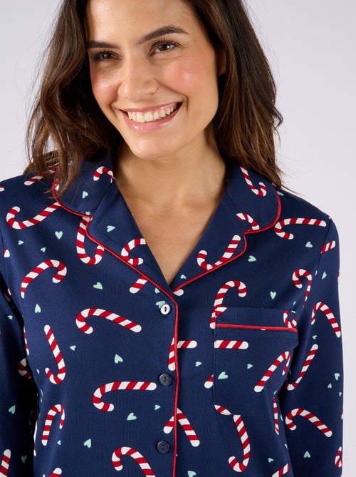 Pyjama de Noël en maille jersey pur coton peigné - Damart - Kiabi
