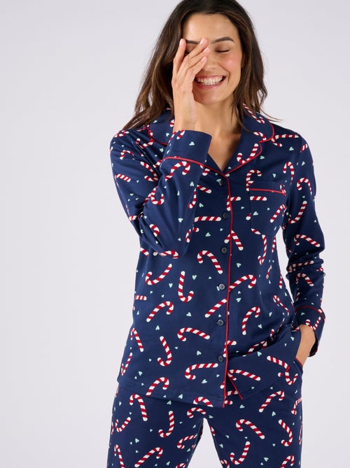 Pyjama de Noël en maille jersey pur coton peigné - Damart - Kiabi