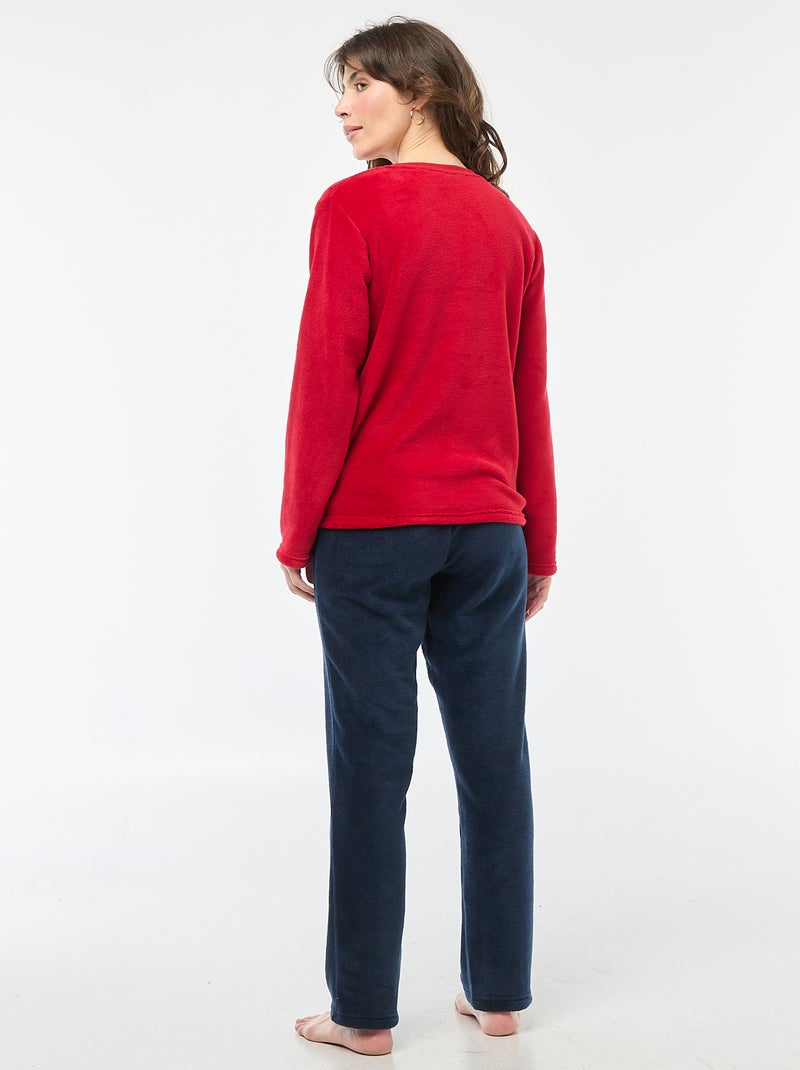 Pyjama de Noël en polaire - 2 pièces Rouge - Kiabi