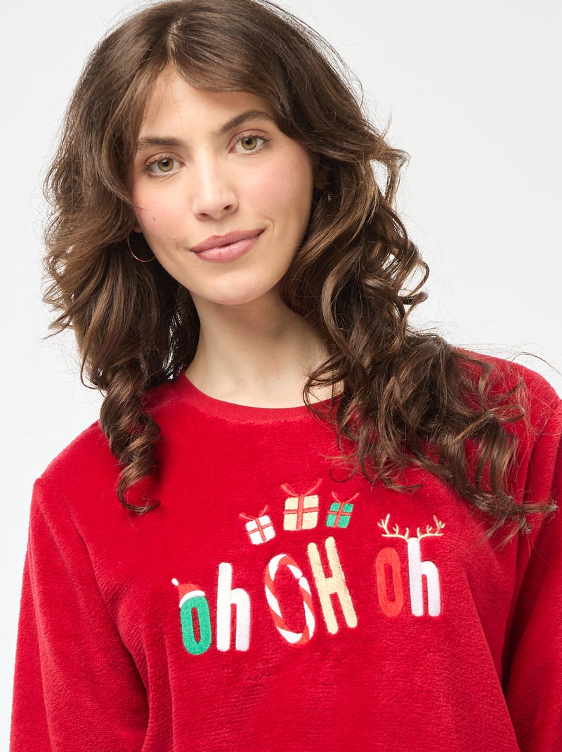 Pyjama de Noël en polaire - 2 pièces Rouge - Kiabi