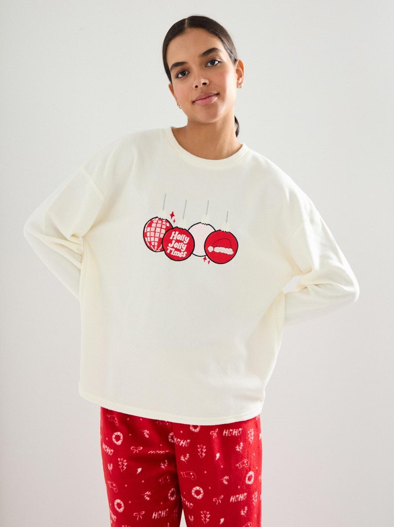Pyjama de Noël en polaire, MO Fashion Blanc - Kiabi