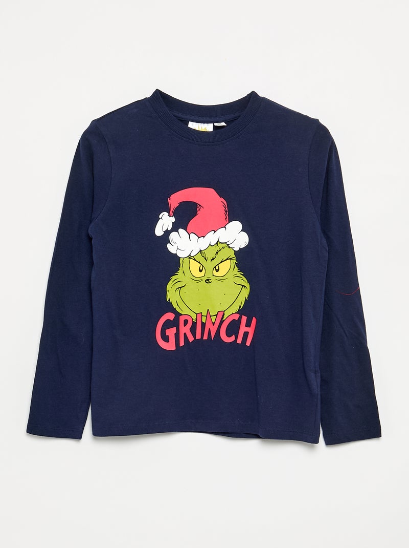 Pyjama de Noël 'Grinch' 2 pièces - T-shirt + pantalon Bleu - Kiabi