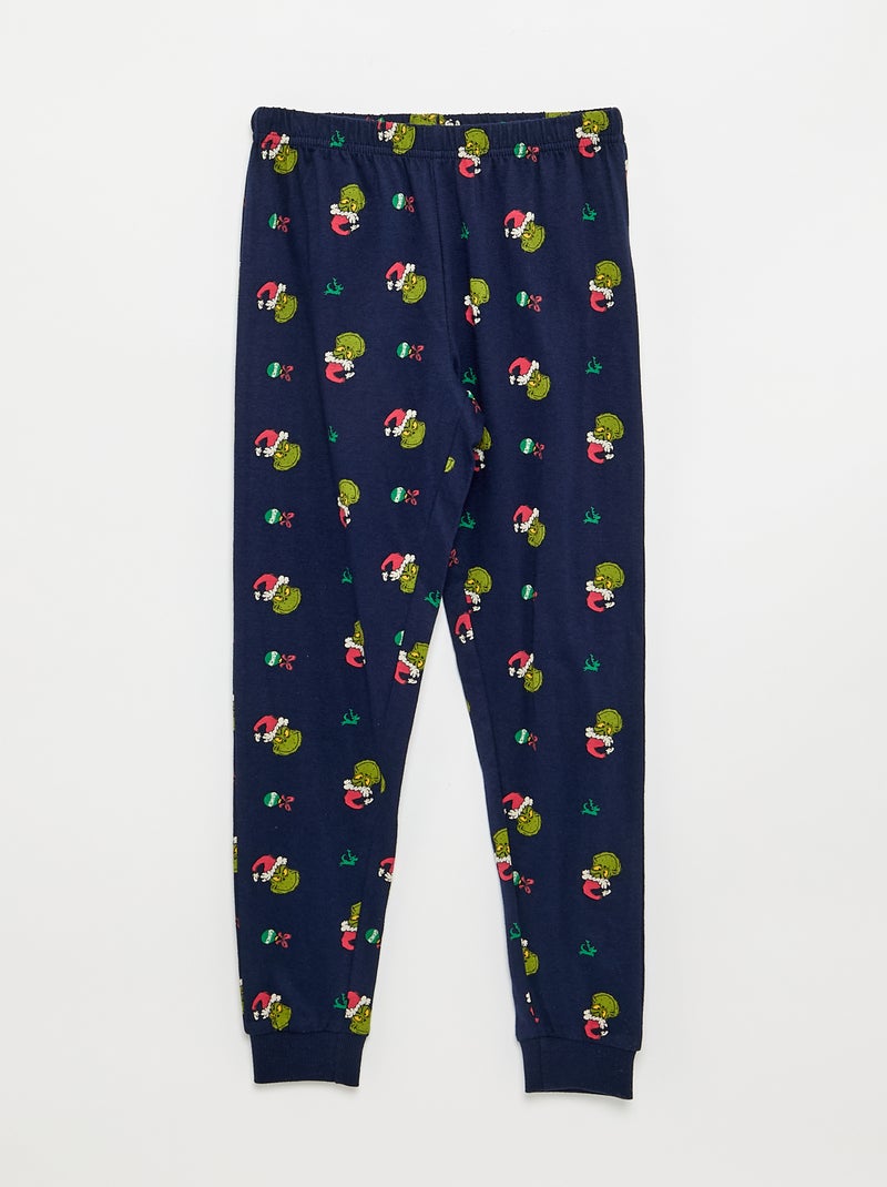 Pyjama de Noël 'Grinch' 2 pièces - T-shirt + pantalon Bleu - Kiabi