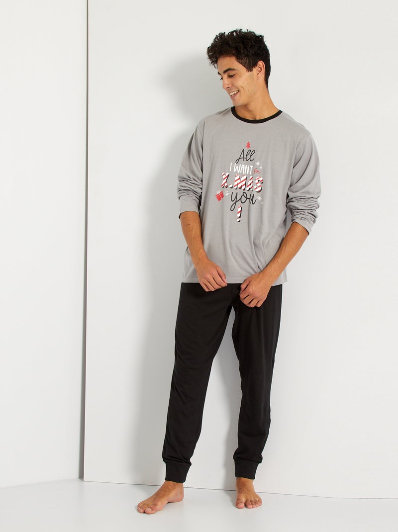 Pyjama de Noël gris/noir - Kiabi