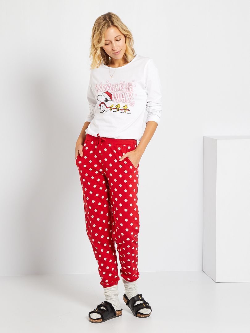 Pyjama de Noël 'Snoopy' blanc/rouge - Kiabi