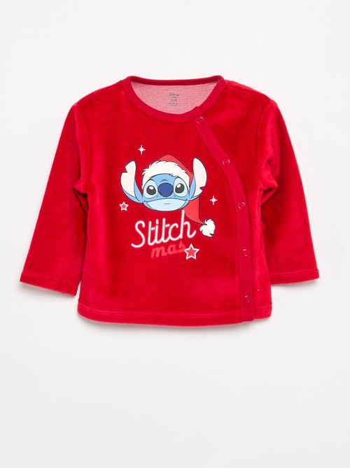 Pyjama de Noël 'Stitch' en velours avec pieds - 2 pièces - Kiabi