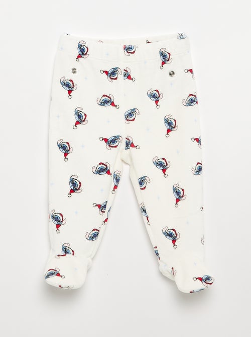 Pyjama de Noël 'Stitch' en velours avec pieds - 2 pièces - Kiabi
