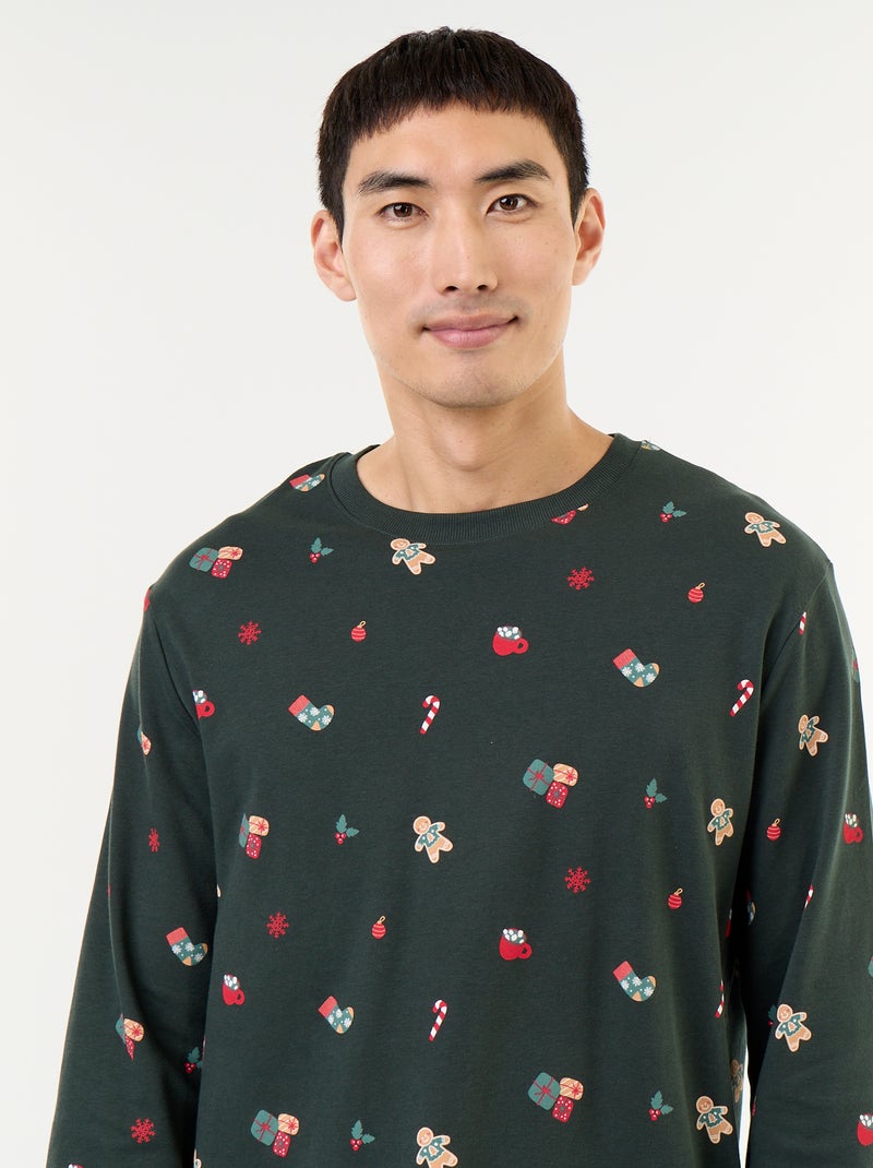 Pyjama de Noël t-shirt + pantalon - 2 pièces Vert - Kiabi