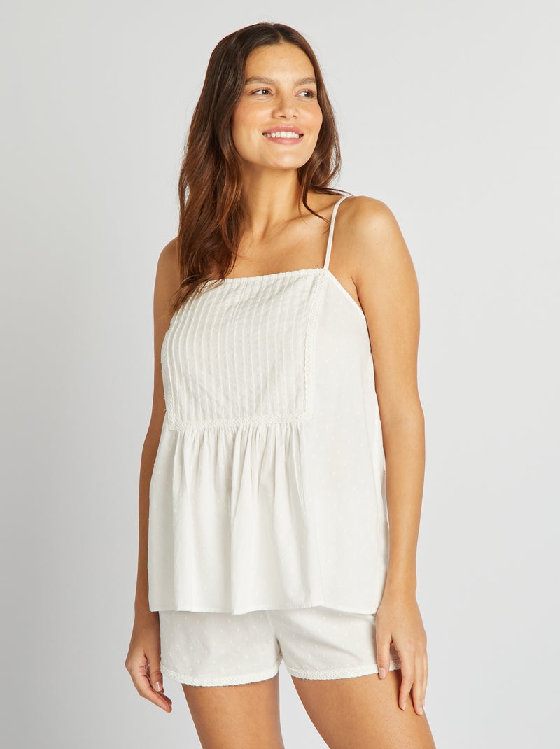 Pyjama débardeur + short - 2 pièces blanc - Kiabi