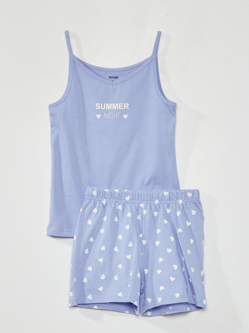 Pyjama débardeur + short - 2 pièces Bleu - Kiabi