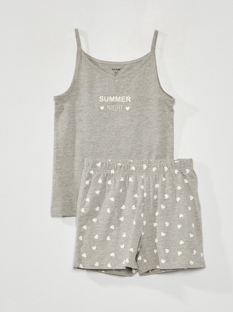 Pyjama débardeur + short - 2 pièces Gris - Kiabi
