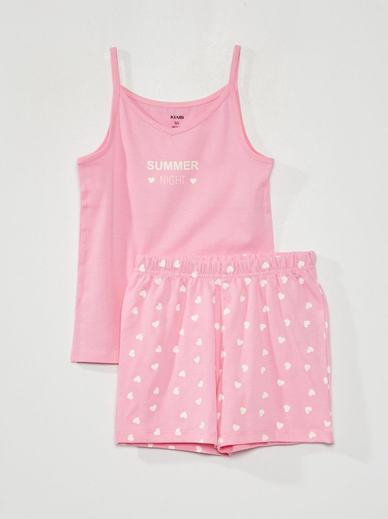Pyjama débardeur + short - 2 pièces Rose - Kiabi