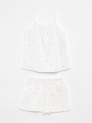 Pyjama débardeur + short en gaze de coton - 2 pièces