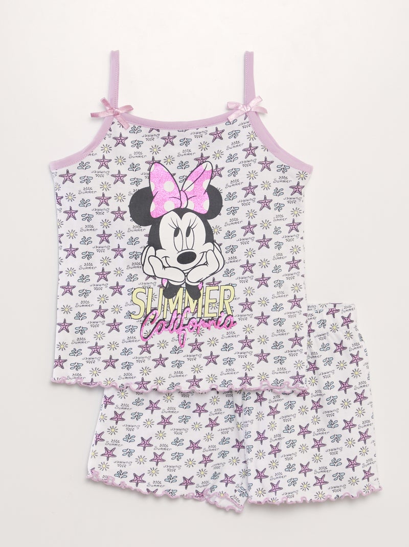 Pyjama débardeur + short 'Minnie' 'Disney' - 2 pièces Blanc/rose - Kiabi
