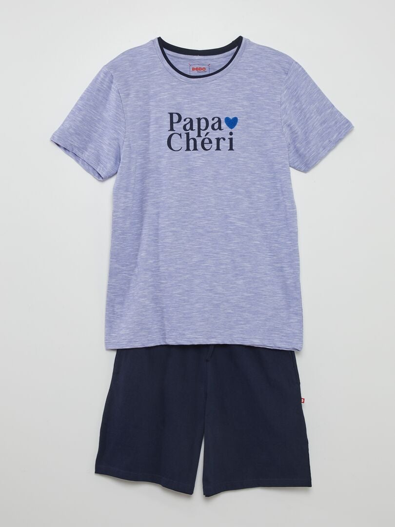 Pyjama d'ensemble 'Papa chéri' - 2 pièces Bleu marine - Kiabi