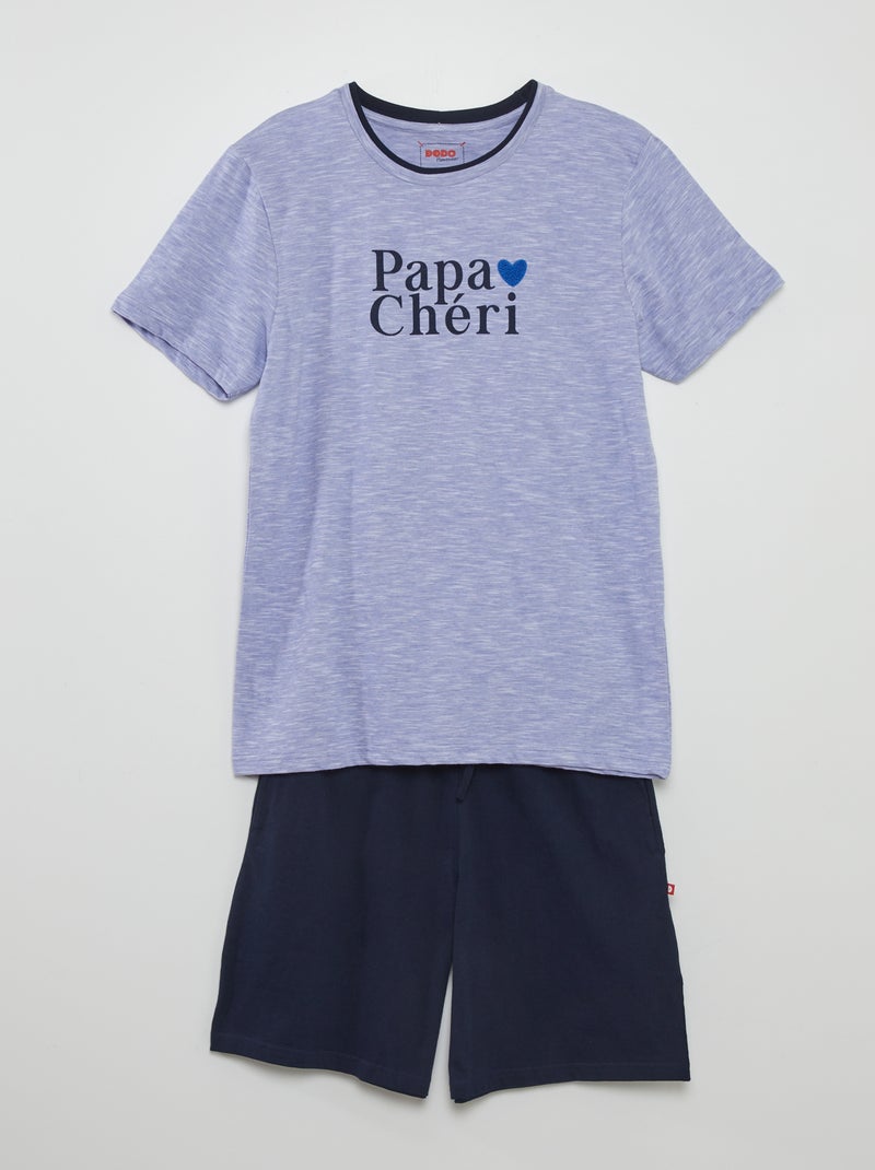 Pyjama d'ensemble 'Papa chéri' - 2 pièces Bleu marine - Kiabi