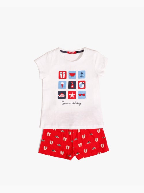 Pyjama d'été à manches courtes DIVER pour filles - Kiabi Pyjama d'été à manches courtes DIVER pour filles - Kiabi