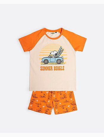 Pyjama d'été à manches courtes PEANUTS pour garçon, motif beagle