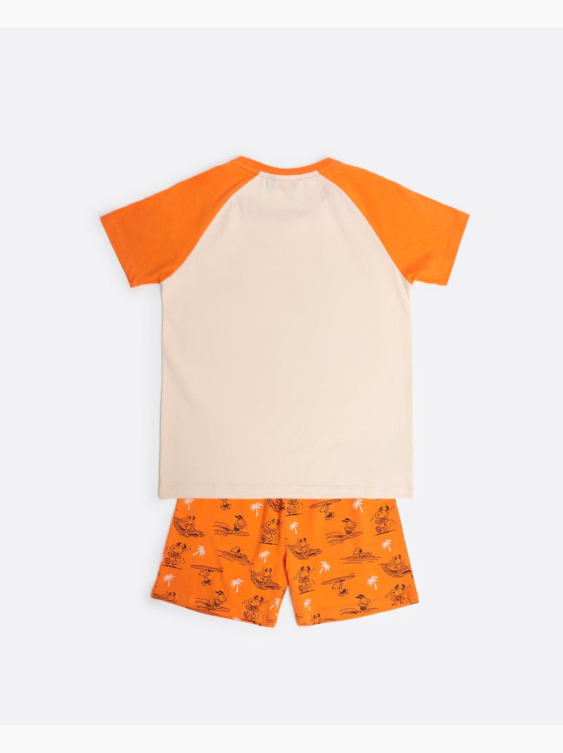 Pyjama d'été à manches courtes PEANUTS pour garçon, motif beagle Orange - Kiabi