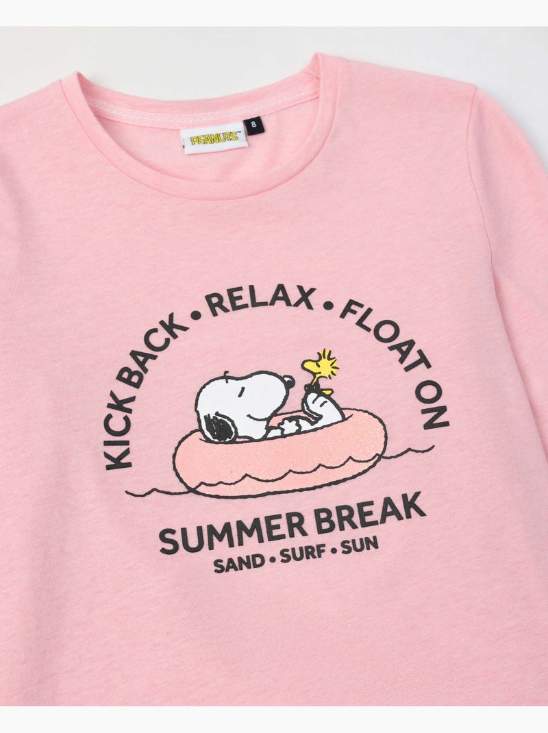 Pyjama d'été à manches longues pour fille PEANUTS Rose - Kiabi