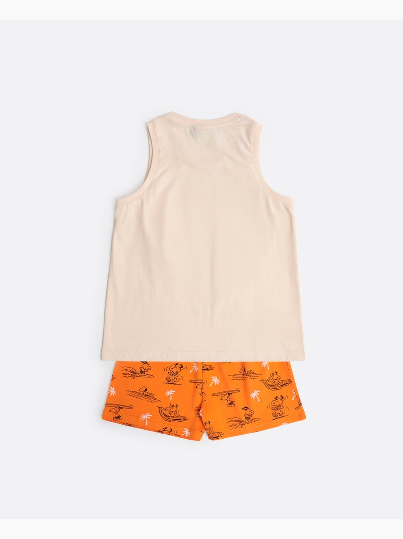 Pyjama d'été sans manches PEANUTS pour fille motif beagle Orange - Kiabi