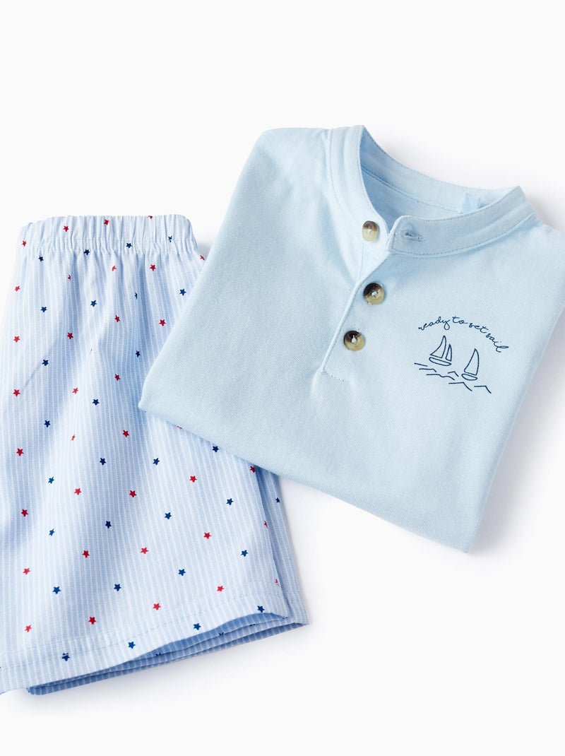 Pyjama deux pièces pour bébé garçon manches courtes ESSENTIALS LINE Bleu - Kiabi