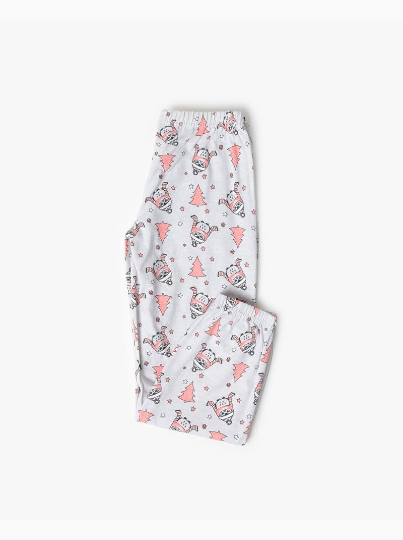 Pyjama d'hiver à manches longues ADMAS pour fille motif hibou Gris chiné - Kiabi