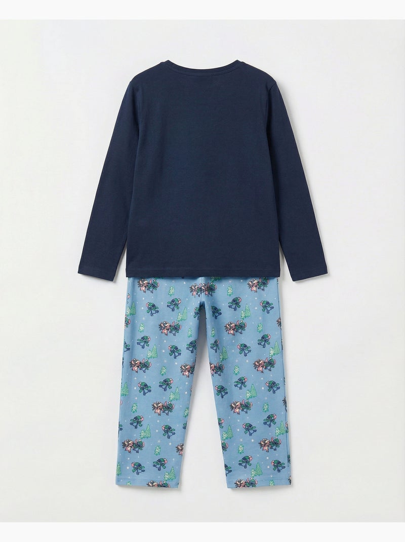 Pyjama d'hiver à manches longues Disney avec Stitch pour filles Bleu marine - Kiabi