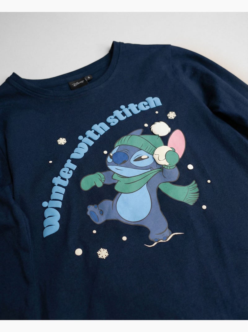 Pyjama d'hiver à manches longues Disney avec Stitch pour garçons Bleu marine - Kiabi