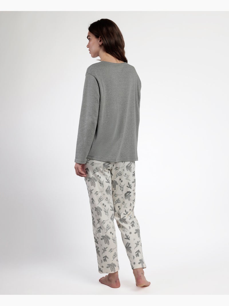 Pyjama d'hiver à manches longues pour femme ADMAS Gris chiné - Kiabi