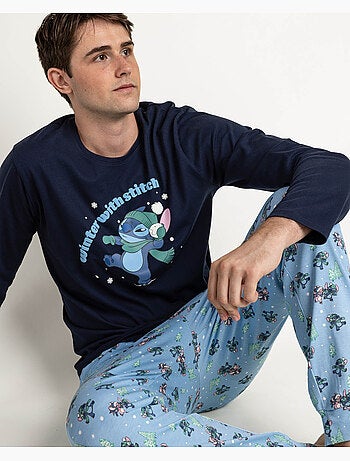 Pyjama d'hiver à manches longues pour homme DISNEY avec Stitch