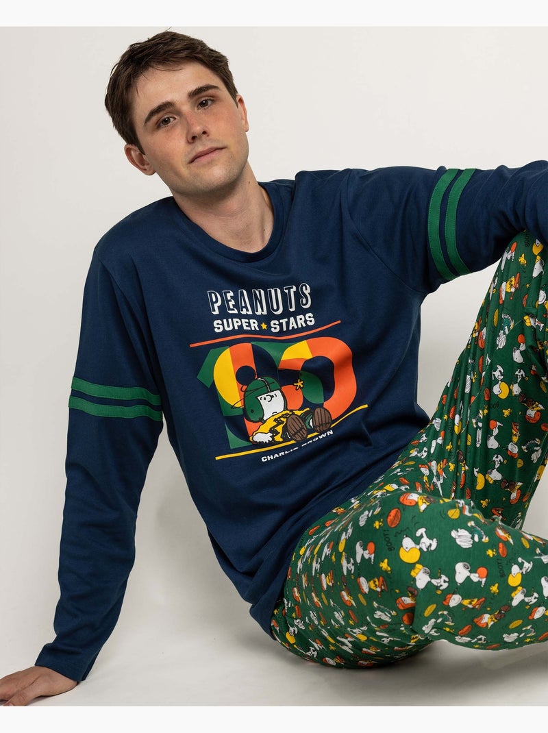 Pyjama d'hiver à manches longues pour homme PEANUTS Bleu marine - Kiabi