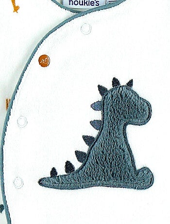 Pyjama dinosaure en velours, blanc/bleu Noukie's
