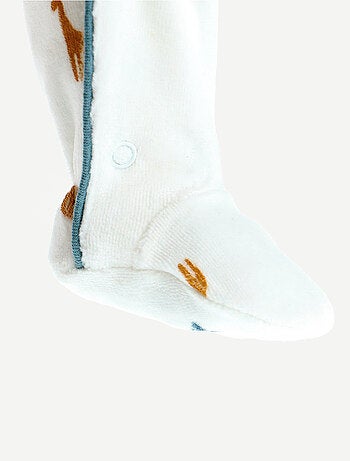 Pyjama dinosaure en velours, blanc/bleu Noukie's