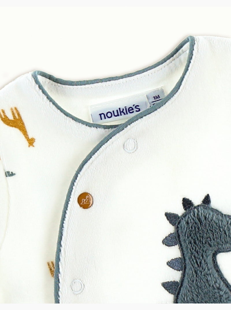 Pyjama dinosaure en velours, blanc/bleu Noukie's Blanc - Kiabi