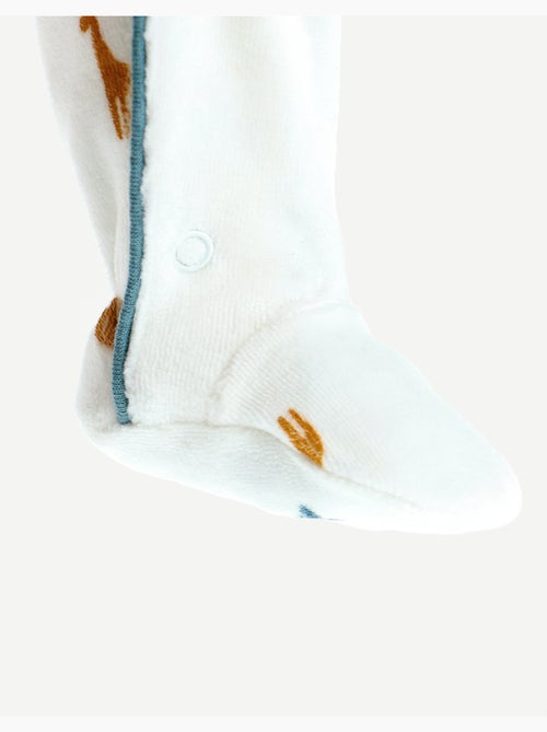 Pyjama dinosaure en velours, blanc/bleu Noukie's - Kiabi
