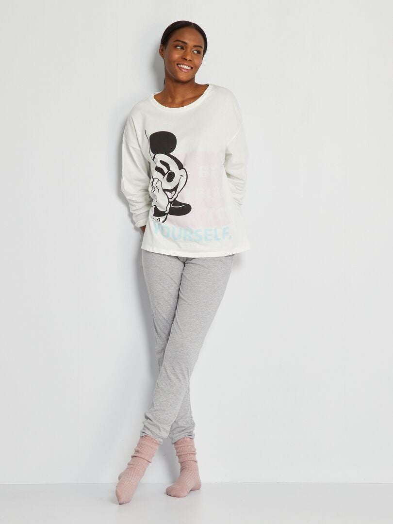 Pyjama 'Disney' Blanc/gris Mickey - Kiabi