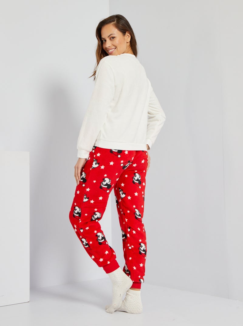 Pyjama 'Disney' en polaire pièces blanc/rouge Kiabi
