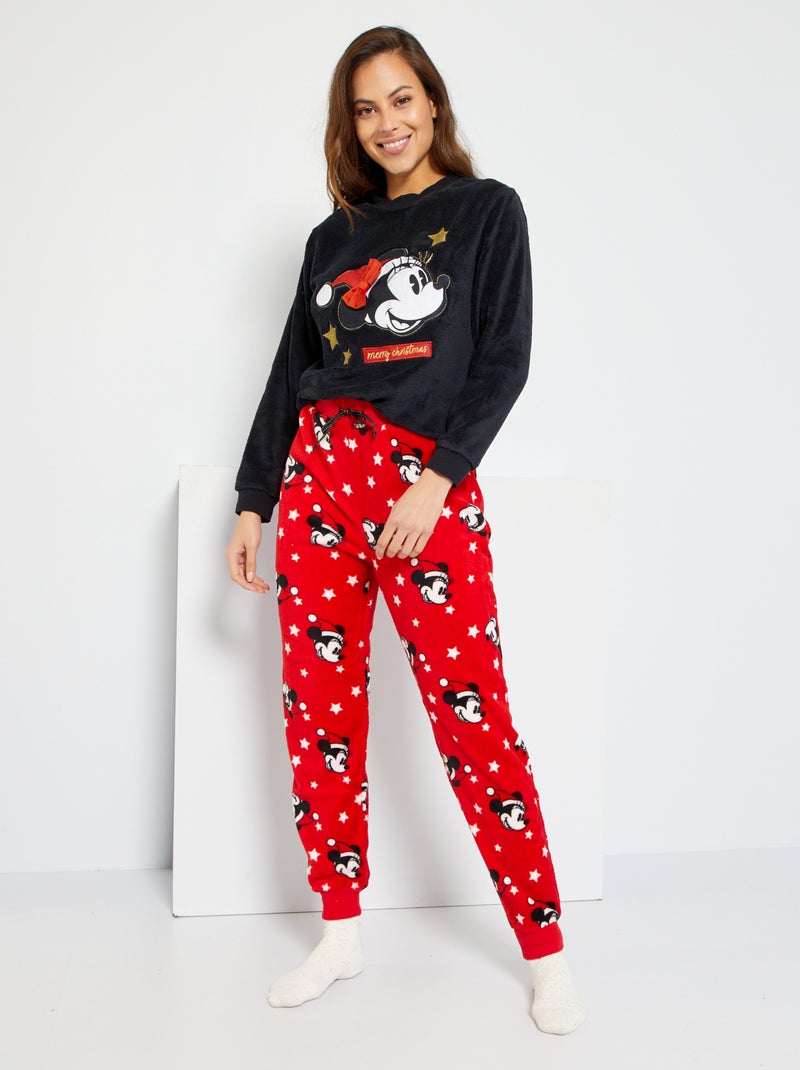 Pyjama 'Disney' en polaire - 2 pièces noir/rouge - Kiabi