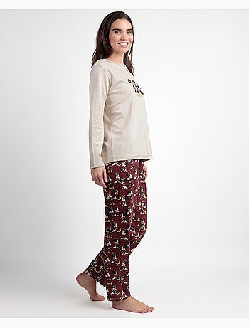 Pyjama Disney Minnie Mouse à manches longues et boutons pour femme