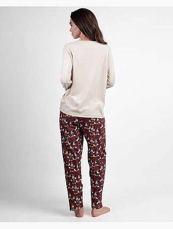 Pyjama Disney Minnie Mouse à manches longues et boutons pour femme