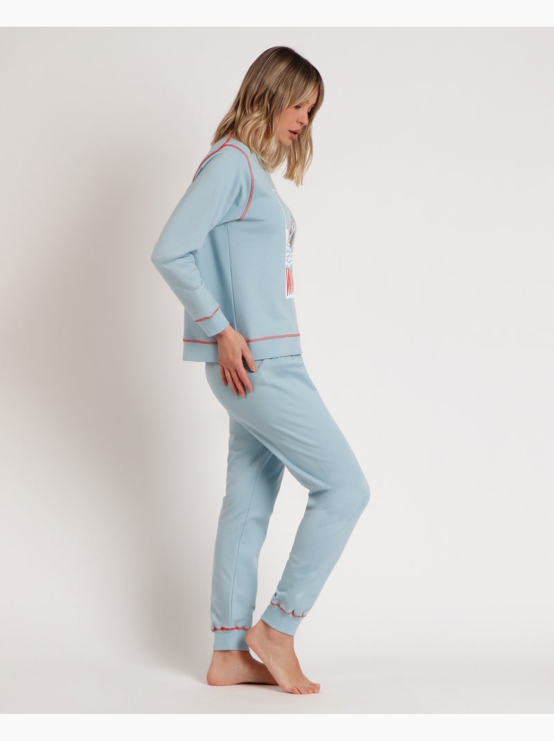 Pyjama Disney Winter Club à manches longues en peluche pour femme Bleu aqua - Kiabi