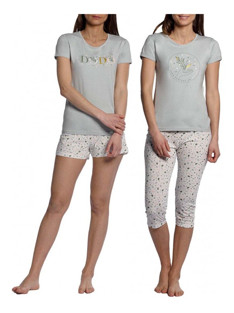 Pyjama DODO HOMEWEAR - Pack de 2 Gris Doré Gris - Kiabi