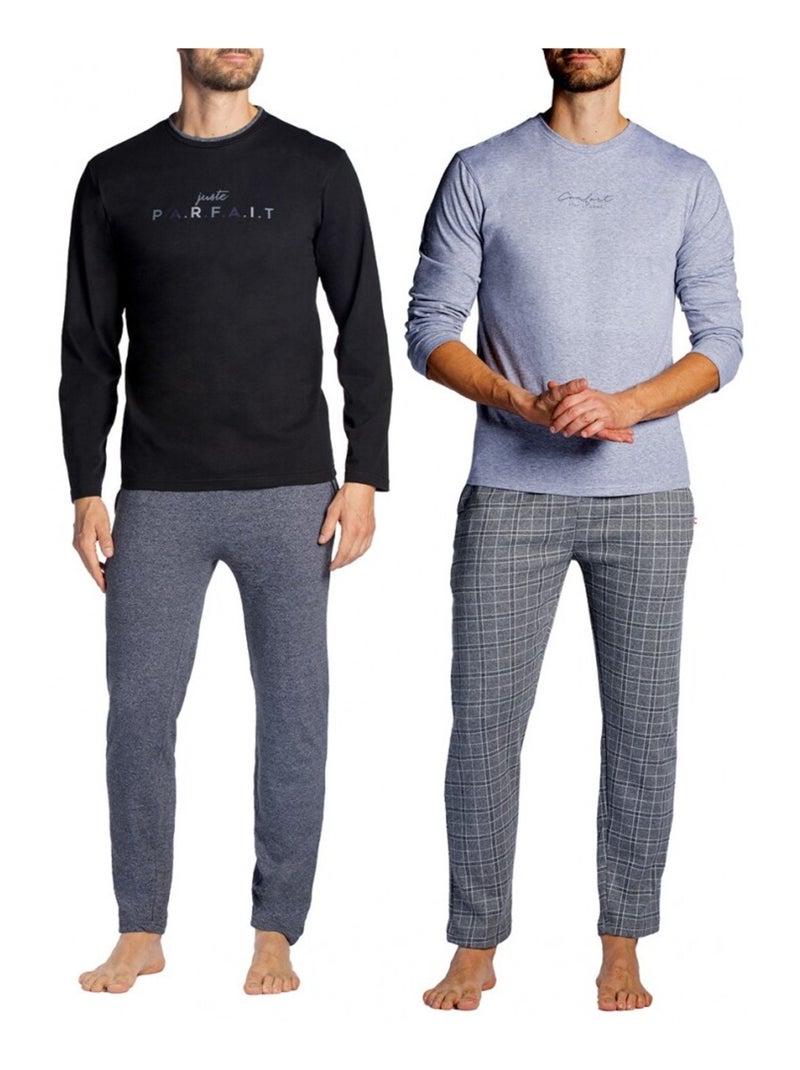 Pyjama DODO HOMEWEAR - Pack de 2 Noir Gris - Kiabi