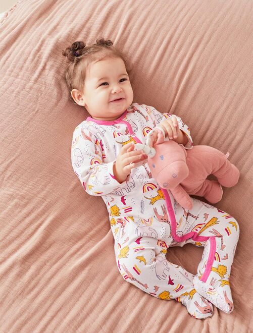 Pyjama bébé fille rose en coton bio
