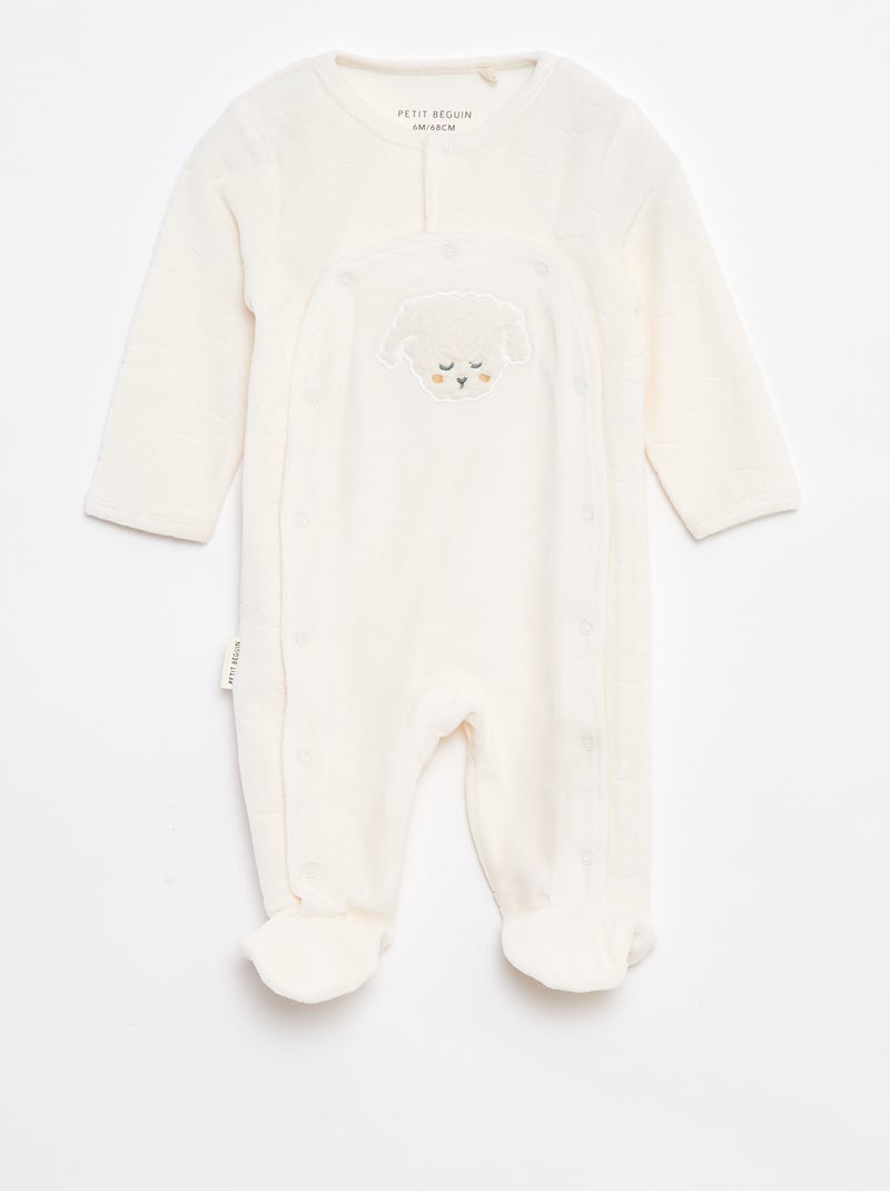 Pyjama dors bien avec large ouverture pressionnée avec pieds Blanc - Kiabi