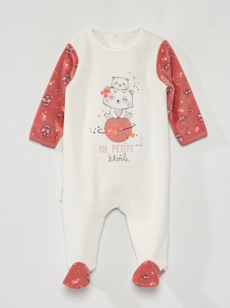 Pyjama dors-bien blanc/rose - Kiabi
