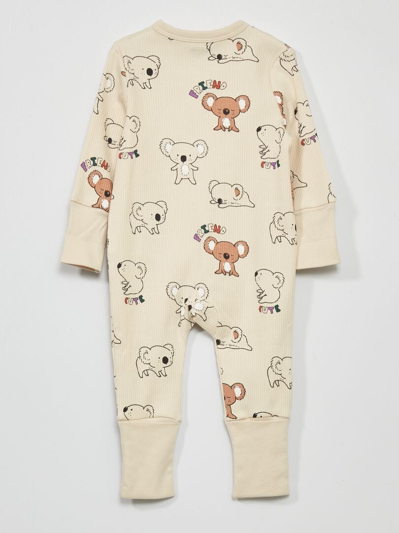 Pyjama dors-bien côtelé avec imprimé Beige 'koala' - Kiabi