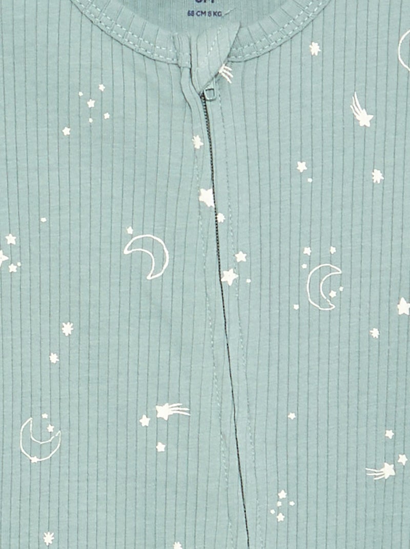 Pyjama dors bien court en maille côtelée Bleu - Kiabi
