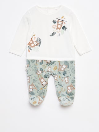 Pyjama dors bien effet 2 en 1 en velours avec pieds